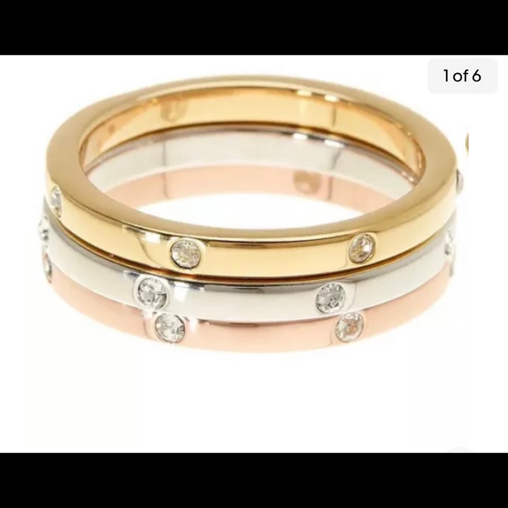 COPY - ADORNA SWAROVSKI CRYSTAL STUDDED ETERNITY BANDS RING SET OF 3